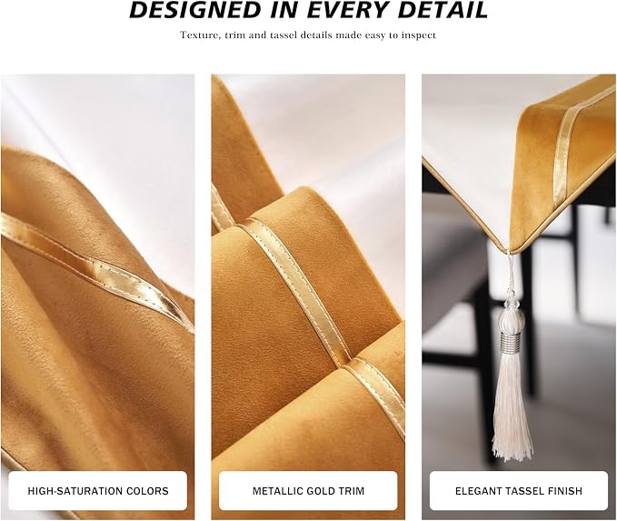 Avigers Table Runner 12 x 59 Inch, Tassels | Faux Silk double-layer accent - Image 5
