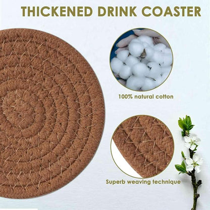 Drink Coasters 8 Pack with Holder, 4-Color Cotton Woven Absorbent Coasters Set - Image 6