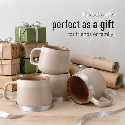 Ava Nord Stoneware Ceramic Coffee Mugs Set of 4 | 12 oz | Rose Sand | Lead-Free - Image 6