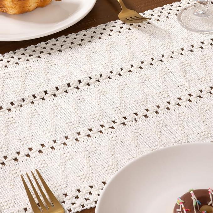 MLMW Boho Table Runner Farmhouse Burlap Small Table Runner Dresser Runner | - Image 5