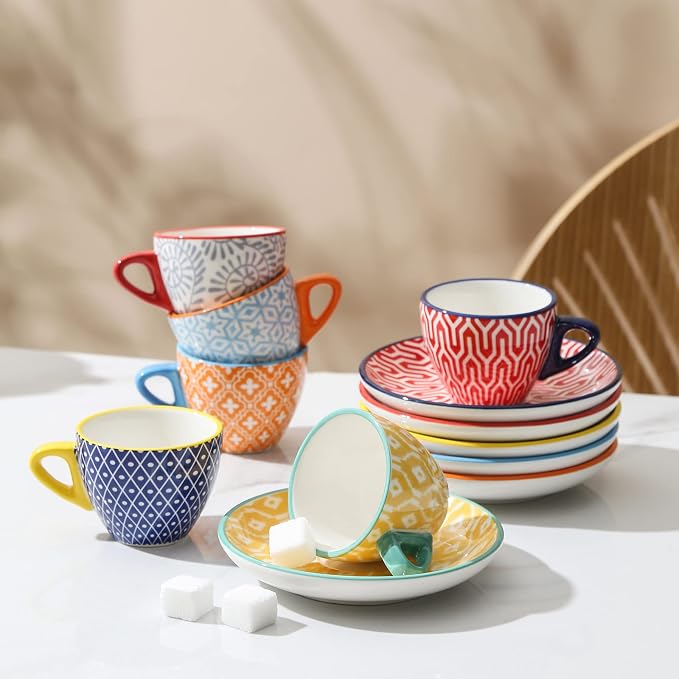 Selamica Ceramic 2 oz Espresso Cups, Small Expresso Coffee Cup Set - Image 5