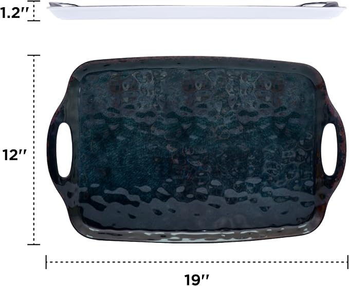 TP Melamine Serving Trays with Handles, Retro Black | Large Rectangular Trays - Image 3