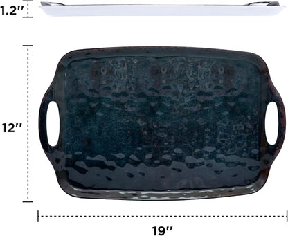 TP Melamine Serving Trays with Handles, Retro Black | Large Rectangular Trays - Image 3