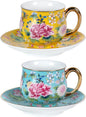 KAMMAK Tea Cup and Saucer, Ceramic Coffee Cups, 7.1 oz, Afternoon Tea and by KAMMAK