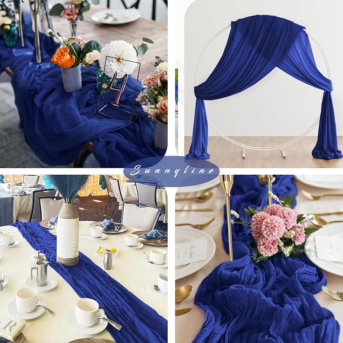 12 Pieces Royal Blue Cheesecloth Table Runner 10FT Pink Runner - Image 6
