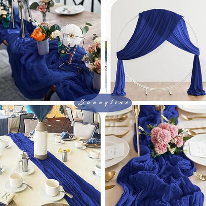 12 Pieces Royal Blue Cheesecloth Table Runner 10FT Pink Runner - Image 6