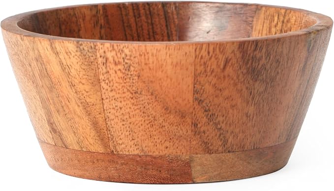 Acacia Wood Round Serving Bowls Set of 4 V Shape Handmade 4.33 Inch Medium Size - Image 7