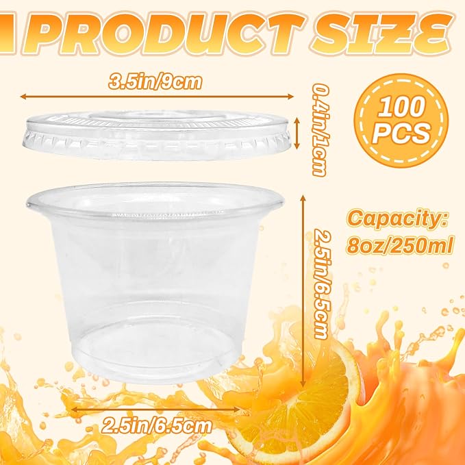 Qinsihwn 100 Pcs 8 OZ Disposable Plastic Cups - Image 2