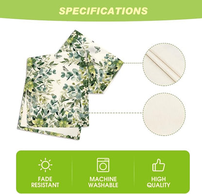 Artoid Mode Green Flowers Floral Eucalyptus Summer Table Runner, Seasonal - Image 5