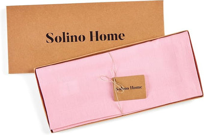 Solino Home 100% Pure Linen Table Runner Pink Lemonade, Fete 14 x 90 in | Table - Image 5