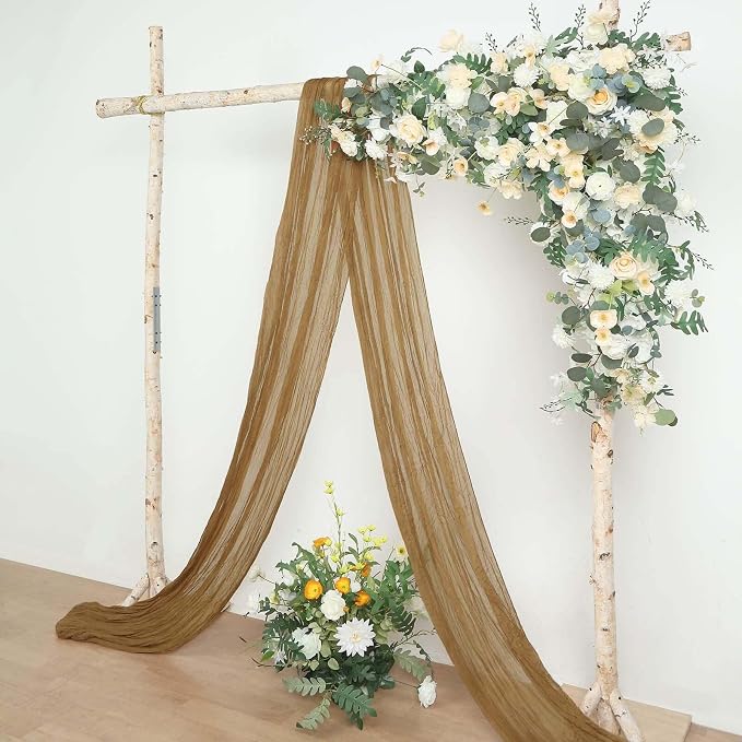Efavormart 20ft Taupe Gauze Cheesecloth Wedding Arch Drapery Fabric, Extra Long - Image 8