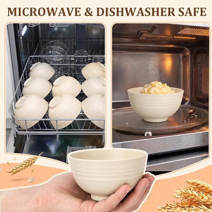 PYRMONT Wheat Straw Bowls Set of 8 Unbreakable Small Bowls 10 OZ Alternative - Image 7