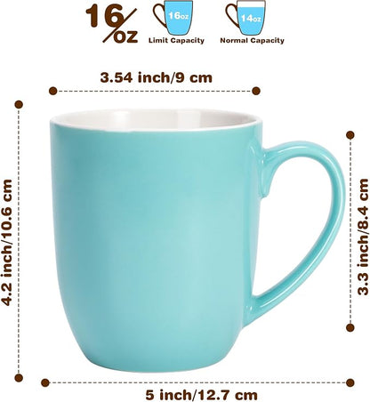 Urbanstrive 16 oz Large Coffee Mugs Set of 4 Ceramic Coffee Mug White Coffee - Image 2
