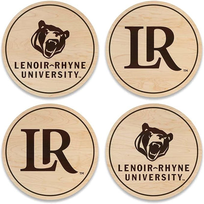 LazerEdge Lenoir Rhyne Bears Wooden Coaster Set - Maple Wood - Officially Licensed Product - 4-Pack