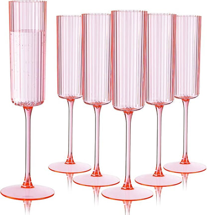 Ciaell 24 Pack Pink Plastic Champagne Flutes by Ciaell