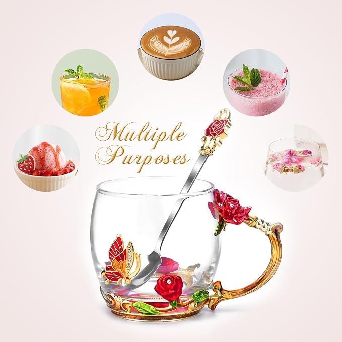 Tea Cup Glass Coffee Enamels Mug Gifts - Image 8