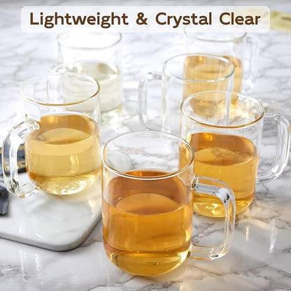 Glass Coffee Mugs, 20 oz Ice Coffee Cups Set of 6, Large Clear Tea Cups - Image 5