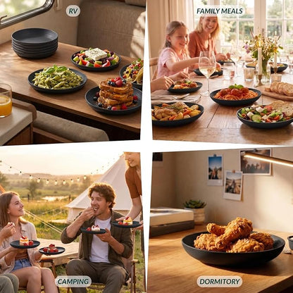 Wheat Straw Plates Unbreakable Deep Dessert Plates Set of 8 Plastic Plates - Image 7
