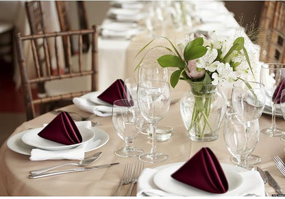 P Pothuiny 12 Pcs Burgundy Satin Napkins 17 x 17 Inch, Satin Cloth Napkins | - Image 7