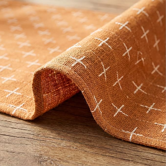 Artoid Mode Caramel Cross-Star Textured Table Runner, Seasonal Waterproof - Image 6