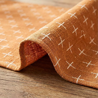 Artoid Mode Caramel Cross-Star Textured Table Runner, Seasonal Waterproof - Image 6