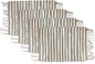 Perilla Home Placemat Set of 4 - Cotton Jute Blend Square Placemats - Farmhouse Rustic Woven Bohemian Machine Washable Table Mats with Tassels for Dining Table Decor (Brown & White)