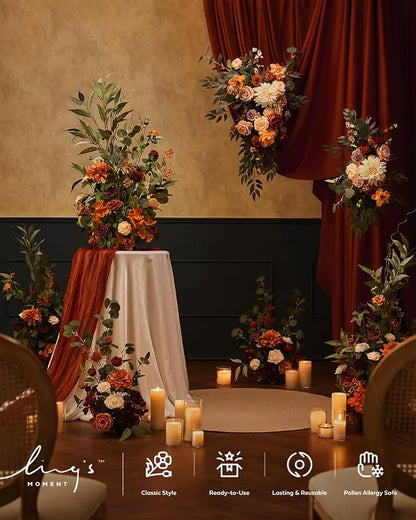 Ling's Moment Terracotta Cheesecloth Table Runner, 120 Inch, Burnt Orange | 10FT - Image 3