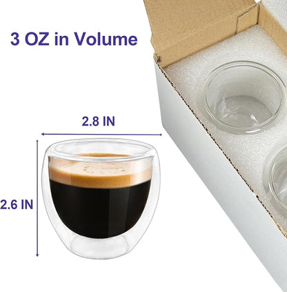 Double Wall Expresso Cups, 3 Ounce Glass Espresso Mugs - Image 7