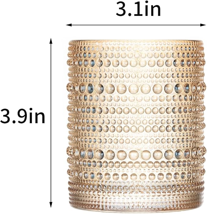 48 Pcs Golden Hobnail Beaded Drinking Glasses, 12 oz Vintage Glassware Set - Image 4