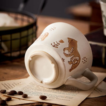 12oz Vintage Ceramic Coffee Mug Set of 4 - Image 5