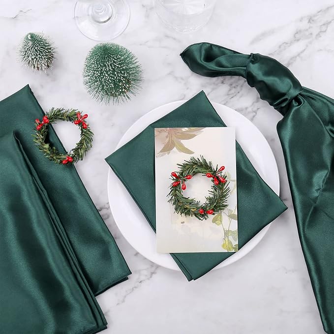Christmas Napkin Rings Set of 12, Pine Needles Wreath - Image 2