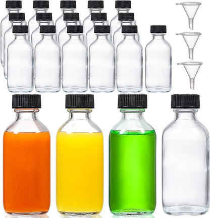 AOZITA 16 Pack, 2 oz Small Clear Glass Bottles w/Lid & 3 Funnels - 60ml Boston - Image 9