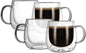 CNGLASS 12oz Double Walled Glass Coffee Mugs, Large Clear Coffee Cups by CNGLASS