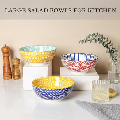 Selamica Ceramic Large Salad Bowls Set, 53 OZ Pho Bowls 8 Inch Soup Bowls - Image 4