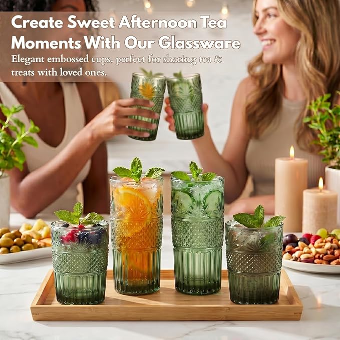 Green Drinking Glasses Set of 12, 12 Oz Highball & 10 Oz Cocktail Glasses - Image 7