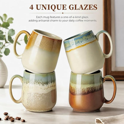 HASENSE Ceramic Coffee Mugs Set of 4, 16 oz Large Reactive Glaze Mugs | - Image 4