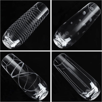 Joeyan Etched Champagne Flutes Glasses Cups, Handmade Mouth Blown Aesthetics - Image 3