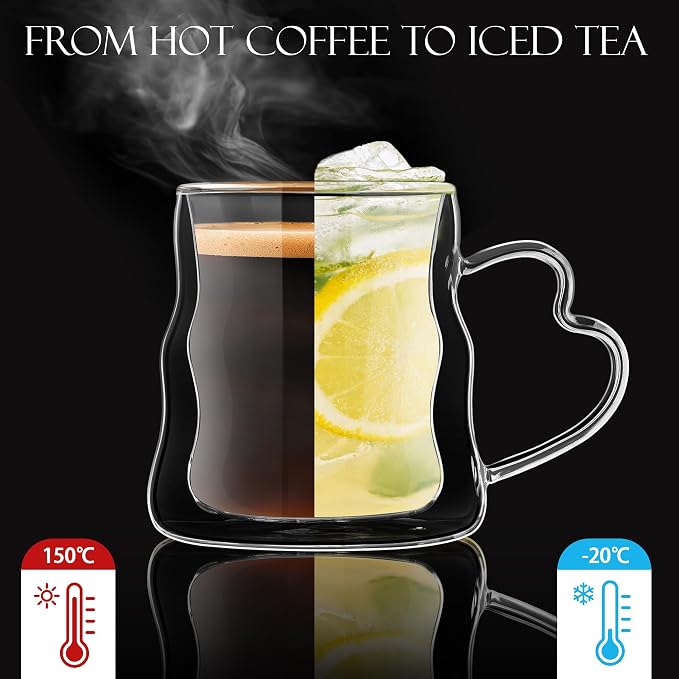 Joeyan Glass Mug 16.9oz, Double Wall Insulated Glass Coffee Mugs Set of 2 | - Image 3