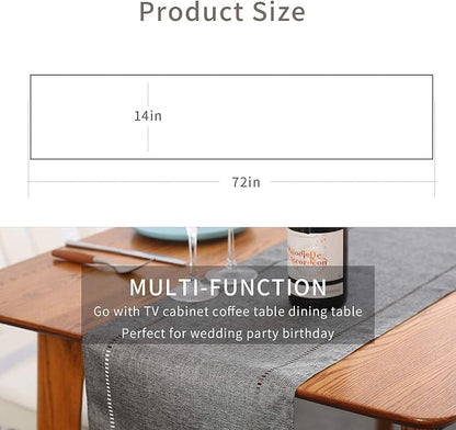 Tosewever Decorative Linen Table Runner Farmhouse Style Tabletop Collection 14 - Image 2