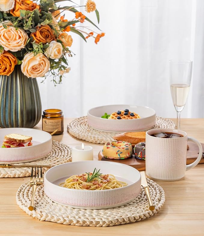7.5" Ceramic Pasta Bowls Set of 4, Salad Bowls | Versatile Serving Bowls - Image 3