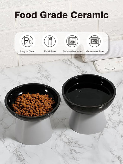 LoeJan Elevated Cat Food and Water Bowls Set, Extra Wide and Raised Ceramic - Image 8