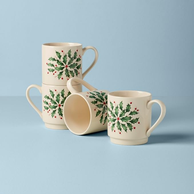 Lenox 853763 Holiday 4-Piece Stackable Mug Set, Christmas Dinnerware - Image 5