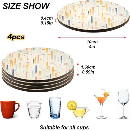 Stripes Tiny Dots Minimalist 4 Piecing Set Absorbent Coasters Corkboard - Image 4