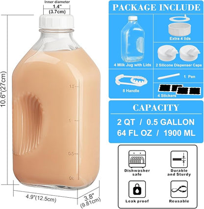 Syntic 4 Pack 64 Oz Glass Milk Bottles - Image 3