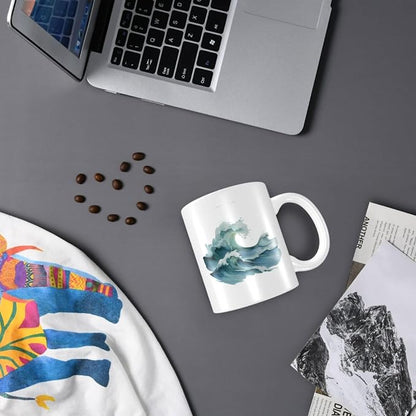 Minimal Style Sea Waves Ceramic Cup, Elegant Coffee Mug Tee Drinkware Water Cup - Image 7