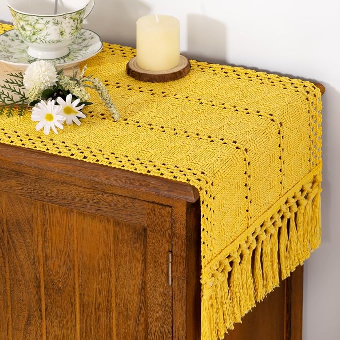 Boho Table Runner Summer Farmhouse Rustic Dining Dresser Scarf Home Decor | - Image 2