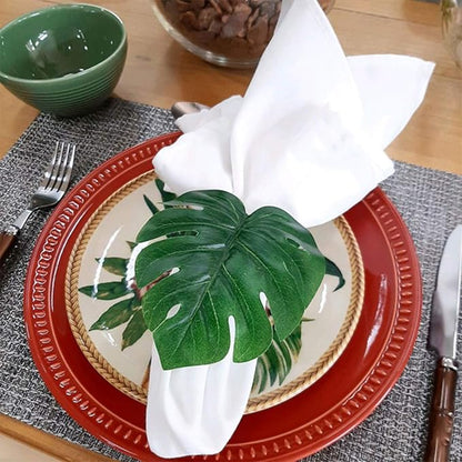 wonlex Monstera Napkin Rings Set of 8, Handmade Palm Tree Napkin Ring, Large - Image 2