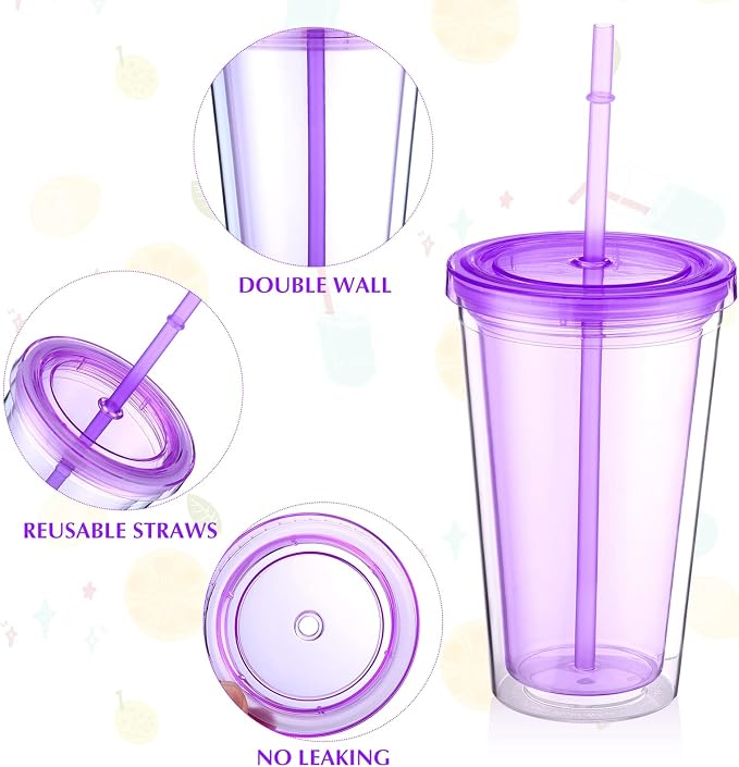 Nuogo 4 Pieces Insulated Double Wall Plastic Tumbler - Image 3