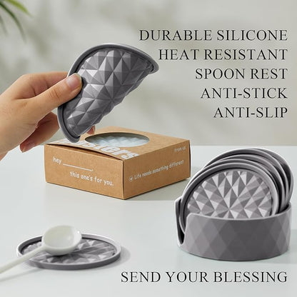 Silicone Coasters for Drinks[6 Pack]- Cup Mat with Holder for Tabletop Protection-Non-Slip, Non-Stick, Coffee Table Decor, Great Gift for Any Occasion, Dark Grey
