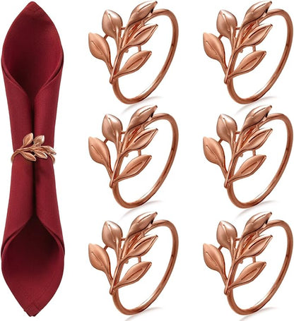 WILLBOND Leaf Napkin Rings Holders Fall Party Napkin Rings by Willbond+Technology+Limited